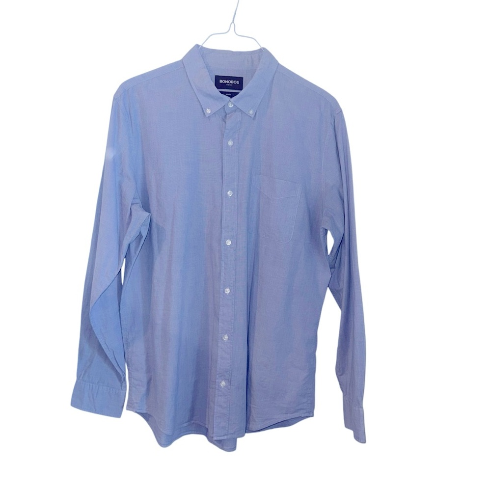 BONOBOS BRAND STRETCH SLIM FIT LONG SLEEVE BLUE BUTTON DOWN SHIRT. SIZE LONG XL